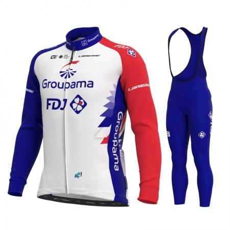 Radbekleidung Radtrikot Langarm + Lang Trägerhose 2021 Groupama-FDJ N001